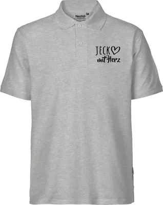 Produktbild von Huuraa Herren Polo Shirt Jeck mit Herz S Sport Grey Bio Baumwolle Fairtrade Poloshirt Geschenkidee