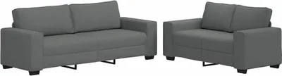 Image de vidaXL Ensemble de canapés 2 pièces avec coussins Tissu gris foncé
