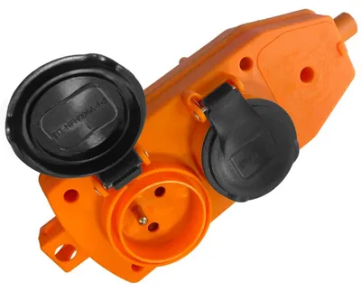 Produktbild von Mehrfachverteiler 4 Steckdosen 16A IP44 TYP: Schutzkontakt - orange