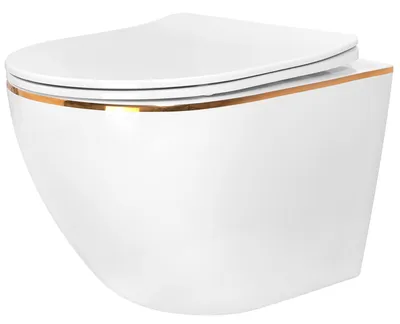 Zdjęcie produktu dla Misa WC podwieszana Carlo white Mini Flat Gold Edge