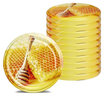 Produktbild von Schraubdeckel für Gläser 82 mm, Twist-Off-Deckel für Honiggläser (Bienenwabe, 10 Stück)