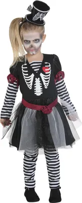 Produktbild von Skelettkleidchen 3-tlg Kleid Gürtel Leggings 152