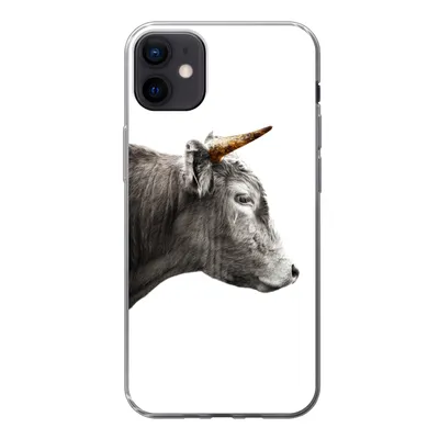 Produktbild von MuchoWow® Handyhülle Schutzhülle Hülle für iPhone 12 mini Schottischer Highlander - Horn - Gold Silikon Softcase Handy Hülle - Bild