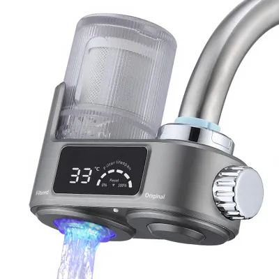 Image de Homelody Filtre à eau pour robinet avec stérilisation, Filtre à eau du robinet pour la maison Cuisine, élimine le chlore Métaux lourds, Gris