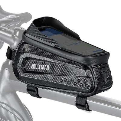 Produktbild von Wildman, Wasserdichte Fahrradtasche (1L) mit Touchscreen-Fenster, Schwarz