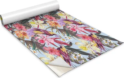 Immagine prodotto di Pellicola autoadesiva per mobili - pellicola decorativa - mobili da tavolo - tagliabile su misura - fiori e uccelli - 100 x 50 cm
