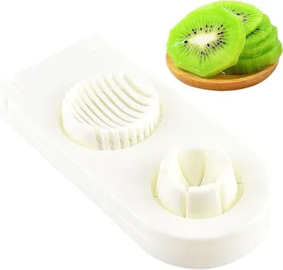 Produktbild von Eier-Schneider 2-in-1 Küchenhilfe für hartgekochte Eier und Obst - Weiß