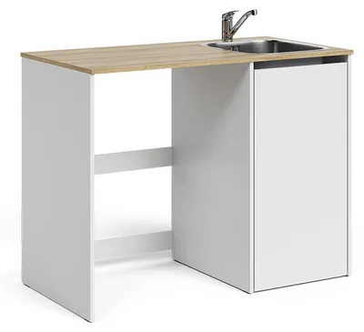 Produktbild von Waschmaschinenschrank Vicco Viktor Weiß/Artisan-Eiche 113.6 x 88.2 cm mit Spüle & Armatur, Model 63233