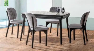 Produktbild von Moderne Essgruppe Designer Esstisch 4x Stühle 5tlg Stilvoller Set