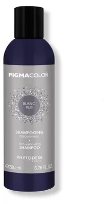 Image de PIGMACOLOR - Shampooing déjaunisseur blanc pur 200ml - Cheveux naturels blancs et gris