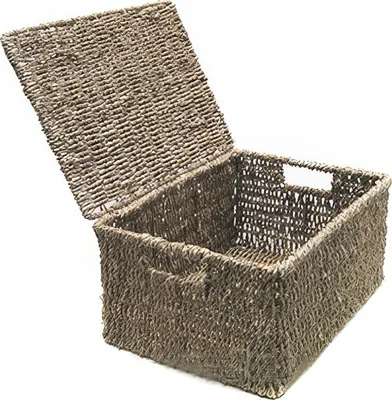 Produktbild von Kasten Aufbewahrung Korb mit Deckel Seegrass (S)
