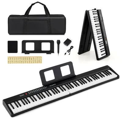 Produktbild von KOMFOTTEU Elektronisches Keyboard mit 88 Tasten, Klavier faltbar mit 1000 Sounds, 1000 Rhythmen & 150 Demo-Songs, elektronische Klaviertastatur mit Mikrofon, Doppeltastatur