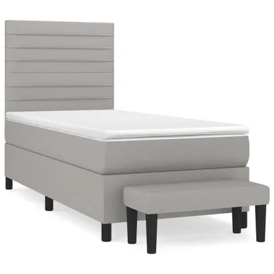 Image de Sommier à lattes de lit avec matelas Gris clair 90x200 cm Tissu