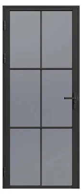 Produktbild von Drehbare Türkonstruktion aus Aluminium und rauchfarbenem Hartglas – H 204 x B 93 cm – Schwarz – SEROTO