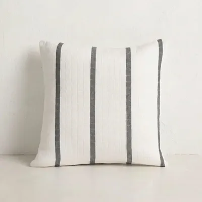 Image de GAMUSI RETTA, lot de 2 housses de coussin en jacquard, 45x45 cm, motif à rayures bleues, es OEKO-TEX