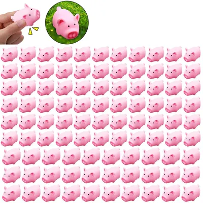 Produktbild von 100er Set Mini Quietschschwein Bade Spielzeug, schwimmend Gummi Schweinchen, Badewannen Spielzeug für Baby, Kinder, Party & Geschenk