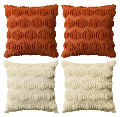 Immagine prodotto di Coperte per cuscini 40x40 cm, motivo autunnale zucca, beige/caramello, set da 4, 100% poliestere