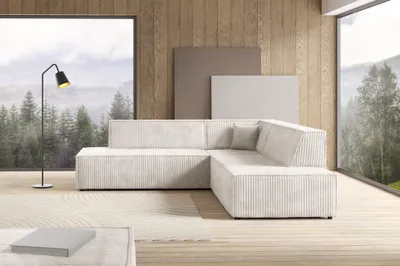 Produktbild von Masseno Ecksofa TESSO II R-S mit Schlaffunktion L-Form, Sofa mit Bettkasten, Wohnzimmersofa, Couch, Soffa, Bettsofa, Couchgarnitur- Creme, TILIA 01