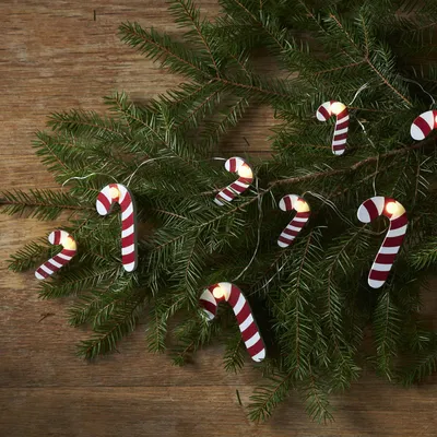 Produktbild von Batteriebetriebene Weihnachtslichterkette ,Candycane', 8 LED Zuckerstangen, Timer, warmweiß, L 135cm