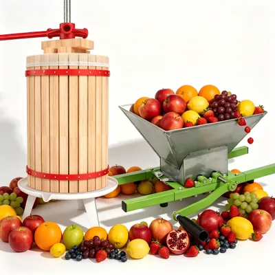 Produktbild von YARDIN Komplettset 30L Obst‑ und Saftpresse + 7L Obst‑Beerenmühle, manuell, inkl. Presstuch, für Haushalt, Garten & Hobby‑Winzer
