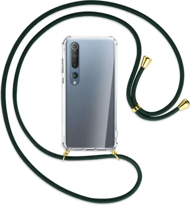 Produktbild von Handykette Backcover-Schutzhülle mit Band (Metall goldfarben) für Xiaomi Mi 10 (Pro) - dunkelgrün