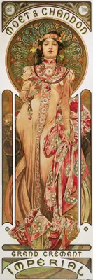 Obrázok produktu pre Alphonse Mucha umelecká tlač obrazu - Moët Et Chandon, Grand Cremant Imperial plagát, 1899 (91 x 30 cm)