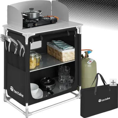 Produktbild von tectake® Campingküche Premium mit Aluminiumgestell und 2 Fächern faltbar 76 x 53,5 x 107 cm
