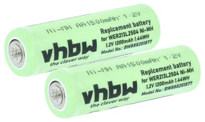 Produktbild von vhbw 2x Akku kompatibel mit Panasonic ER215, ER216, ER2061, ER214, ER207, ER213, ER206 Rasierer (1200 mAh, 1,2 V, NiMH)