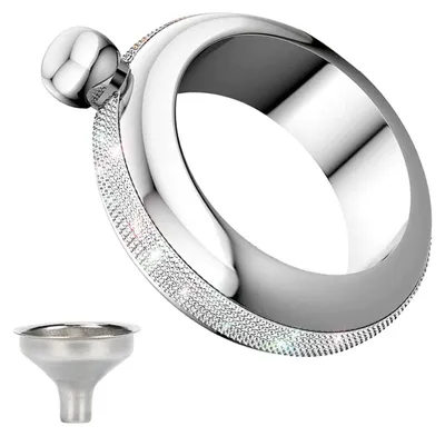 Produktbild von Armreif-Flachmann aus 304 Edelstahl mit handgefertigtem Trichter in Geschenkbox für Frauen und Mädchen, Tanz, Geburtstagsparty, Club, Bar, 105 ml