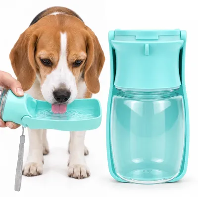Hunde-Trinkflasche für unterwegs, 350 ml, blau, tragbar
