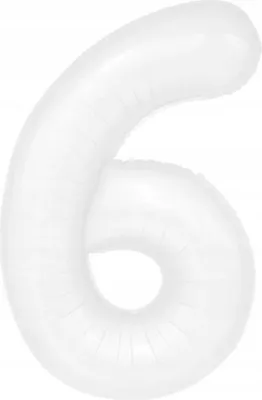 Image de Ballon en plastique numéro 6 SIX blanc anniversaire 100cm