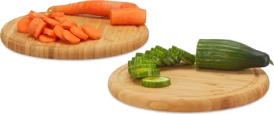Produktbild von 8 x Frühstücksbrettchen, rund, Bambus, Ø 30 cm, Küchenbrett, pflegeleicht, natürlich, messerschonend, Brotbrett, natur