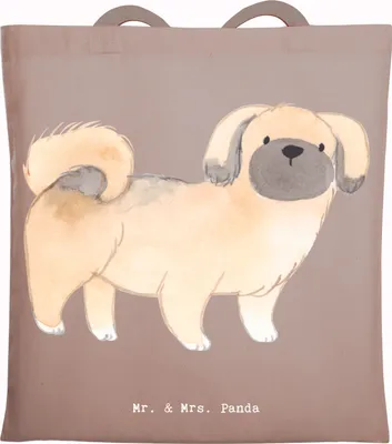 Produktbild von Mr. & Mrs. Panda Shopping Tasche Pekingese Moment - Braun Pastell - Geschenk, Jutebeutel, Einkaufstasche, Schultasche, Laptoptasche, Tote Bag, Peking-Palasthund, Pekinese