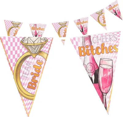 Produktbild von Bachelorette Wimpelkette 4–5 m – Bling Bling Deko für den Junggesellinnenabschied