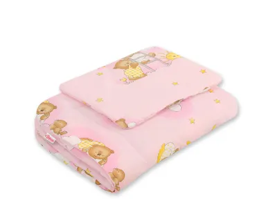Produktbild von Babybettwäscheset mit Füllung, 2-teilig, 75x100cm NEWBORN - Teddybären in Wolken, rosa
