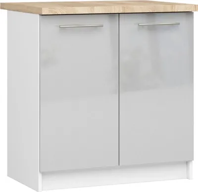 Produktbild von Unterschrank 80 cm VERMINA – weiß/hellgrau glänzend