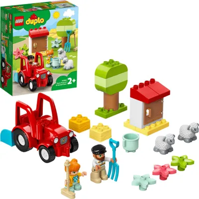 Image de LEGO 10950 DUPLO Tracteur et soins aux animaux Jouet pour jeunes enfants à partir de 2 ans, ferme, set de jeu avec figurines de fermiers et de moutons