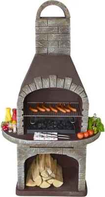 Produktbild von Casa Padrino Luxus Beton Gartengrill Grau / Braun 110 x 68 x H. 197 cm