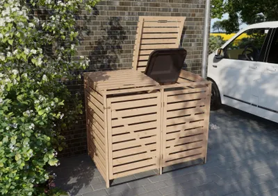 Produktbild von Mülltonnenbox Typ 1 - 2 Tonnen 92x148x122 cm Lärche unbehandelt