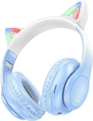 Produktbild von Bezdrátová sluchátka HOCO modrá s Bluetooth W42 cat ear cherry blossom AUX připojení