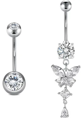 Zdjęcie produktu dla Piercing do pępka, motyl, stal chirurgiczna, srebro, 14 mm