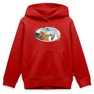 Produktbild von Spreadshirt Bibi Und Tina Ausritt Mit Freunden Kinder Premium Hoodie, 134/140 (8 Jahre), Rot