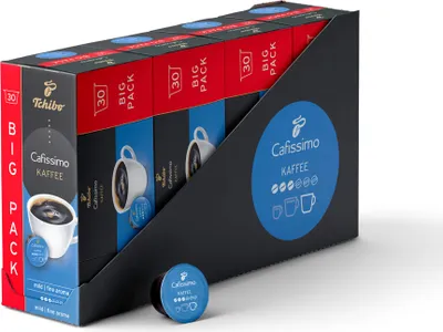 Produktbild von Tchibo Cafissimo Vorratsbox Kaffee Filterkaffee mild Kaffeekapseln, 120 Stück – 4x30 Kapseln (Kaffee, mild mit sanften Röstaromen), nachhaltig & fair gehandelt