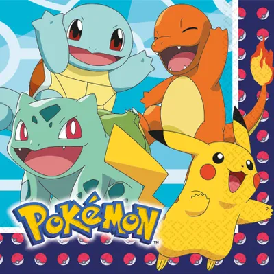 Produktbild von 16 Servietten Pokemon - Pikachu, Glumanda & Co.  33x33cm