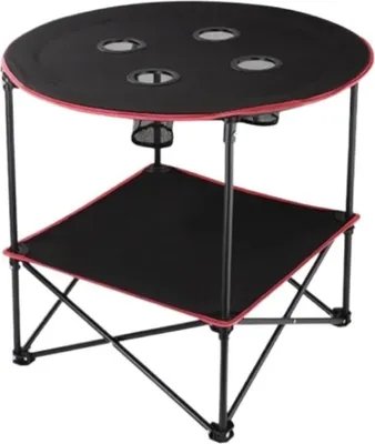 Produktbild von Camping Tisch Klapptisch Campingtisch, Zusammenklappbarer Picknicktisch Mit 4 Getränkehaltern Und Tragetaschengriff, Tragbar Campingtisch Klappbar