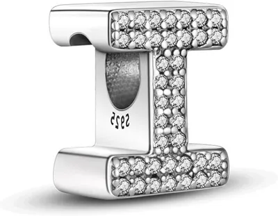 Productafbeelding van Zilveren Letter Bedel - Hanger Kralen - Sieraden Maken - 925 Sterling Zilver - 4.8mm Gatmaat - Zilverkleurig