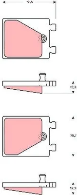 Produktbild von TRW Bremsbelagsatz Scheibenfeststellbremse GDB563 Hinten für BENTLEY Turbo R Limousine 12mm 52,5mm 39,7mm