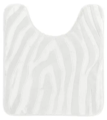 Immagine prodotto di Tappetino per WC, passatoio per toilette, tappetino per WC con motivo a strisce, 45 x 50 cm, bianco, tappetino da bagno con motivo zebrato