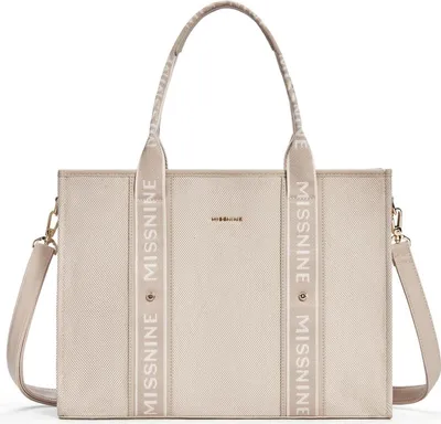 Immagine prodotto di Missnine tote bag canvas laptop bag 15.6 inch ladies briefcase office school khaki
