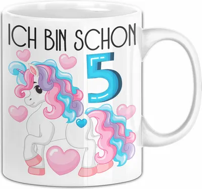 Produktbild von 5. Geburtstag Geschenk Tasse Becher Mädchen Tochter Geburtstagsgeschenk Einhorn Ich Bin Schon 5 (Weiß)